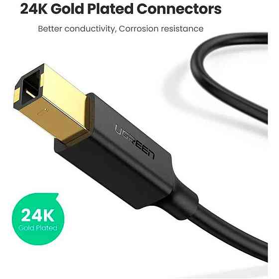 Кабель UGREEN US135 USB 2.0 AM to BM Print Cable 1m (Black) UGR-20846 Одеса