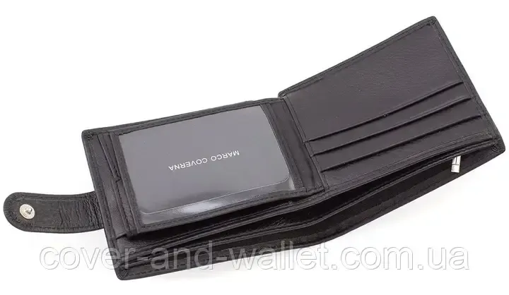 Классический мужской кожаный кошелек черного цвета Marco Coverna Киев - изображение 4