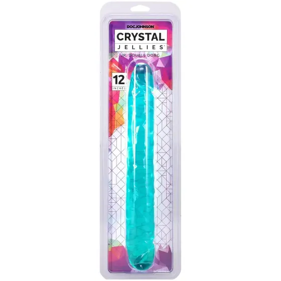 Фалоімітатор двосторонній Doc Johnson Crystal Jellies 12" Jr. Double Dong Teal Львів