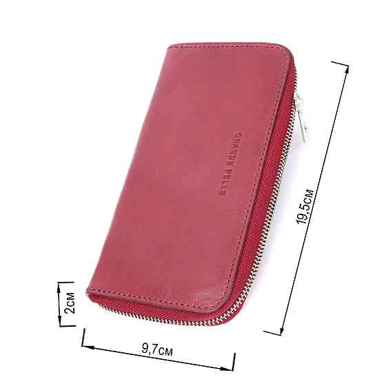 Містке портмоне з натуральної шкіри GRANDE PELLE 16796 Бордовий Київ