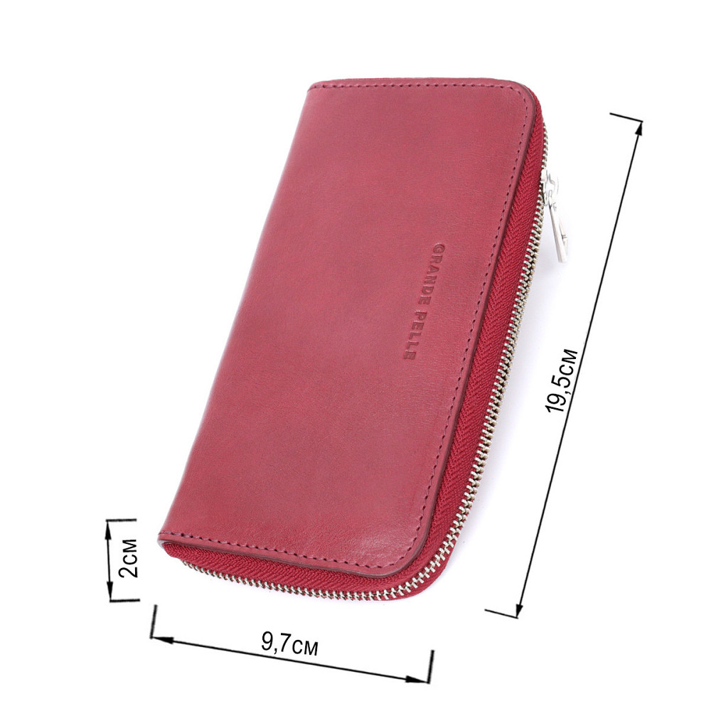 Містке портмоне з натуральної шкіри GRANDE PELLE 16796 Бордовий Київ - фото 3