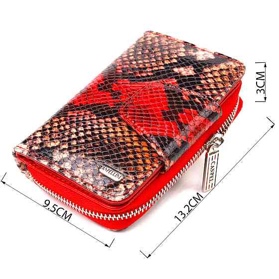 Стильне портмоне для жінок з монетницею на блискавці з натуральної фактурної шкіри CANPELLINI 21605 Різнокольорове Київ