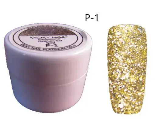 Глиттерный гель VICKI NAIL (гель блестки) светлое золото Киев - изображение 1