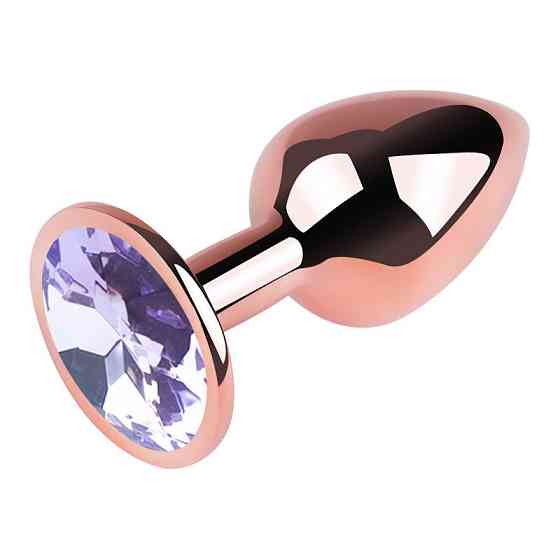 Анальная пробка с кристаллом EGZO - Rose Gold Round Plug Amethyst size M Sex Aura Киев