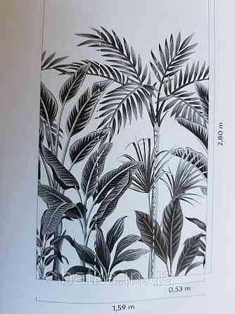 Шпалери вінілові Grandeco One roll one motif 2 A40801 панно рослини великий лист папороть манстера чорні Київ