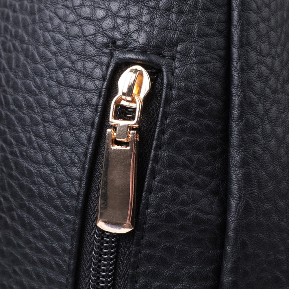 Зручна жіноча сумка з однією лямкою через плече з великозернистої екошкіри Vintage 22763 Чорний Київ - фото 6