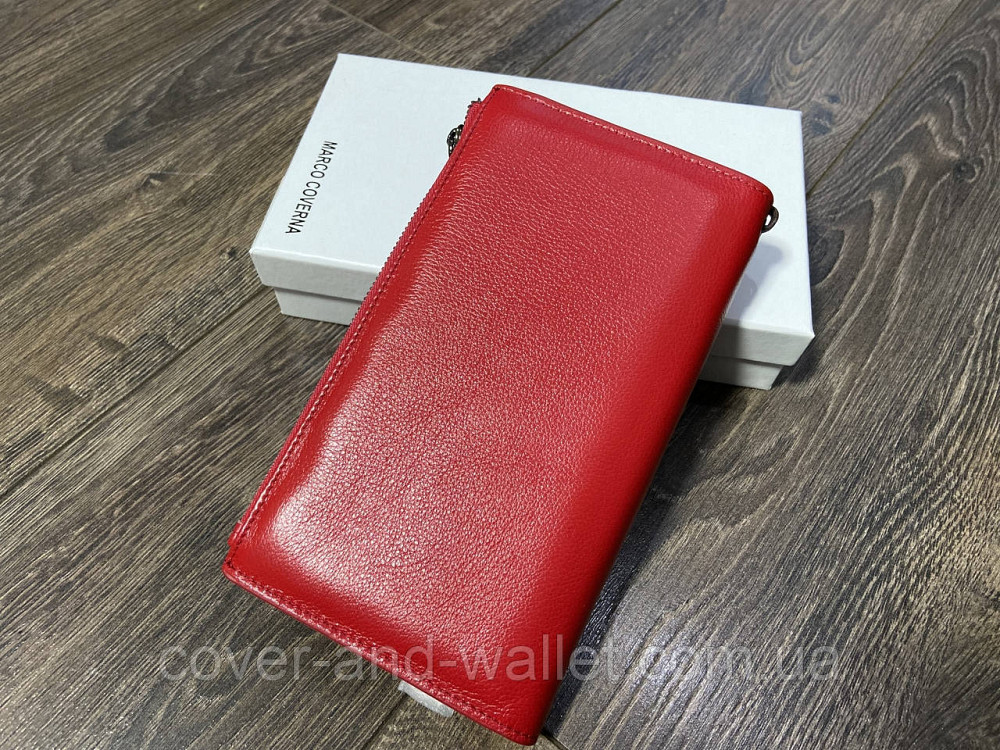 Елітний жіночий гаманець клатч з натуральної шкіри червоного кольору Marco Coverna 1426 Київ - фото 10