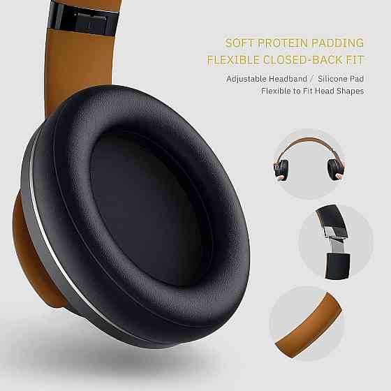 Bluetooth-наушники DOQAUS Over-Ear, 52 ч работы, Bluetooth 5.0, 3 EQ, HiFi, микрофон, черные/коричневые Киев