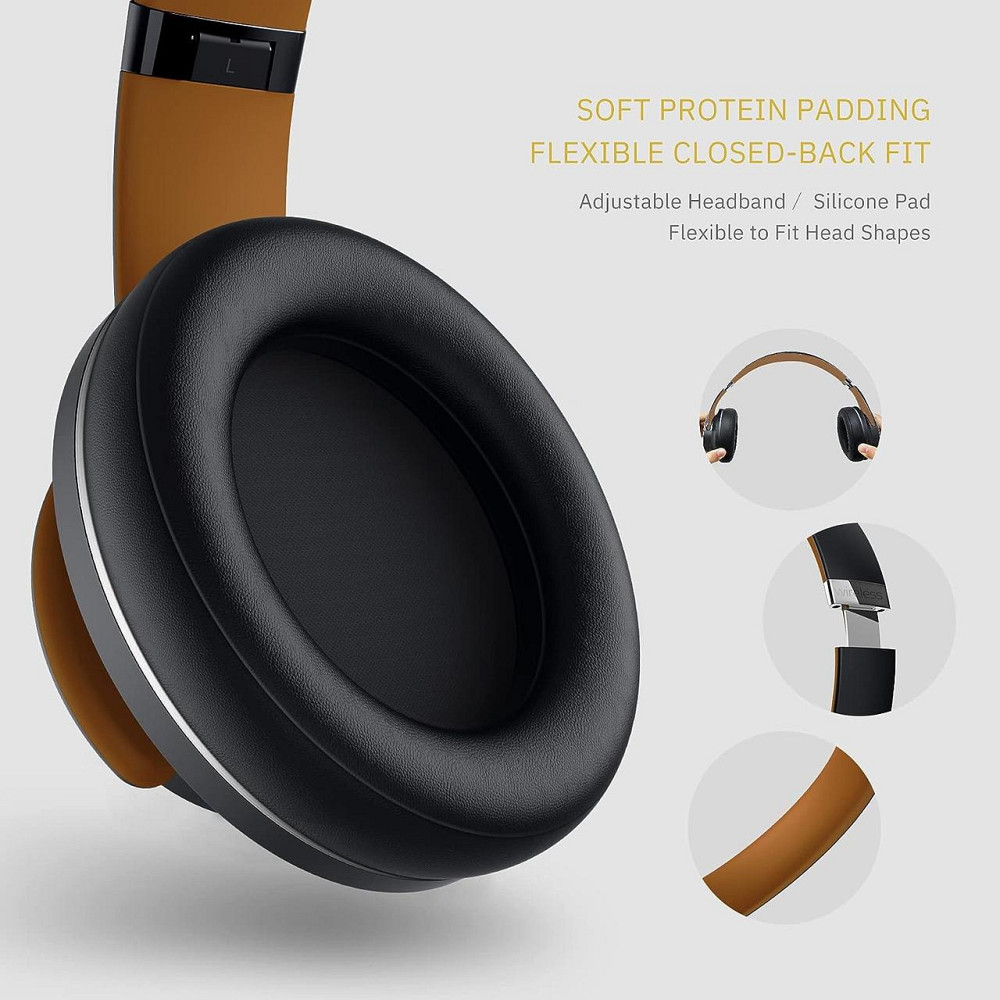 Bluetooth-наушники DOQAUS Over-Ear, 52 ч работы, Bluetooth 5.0, 3 EQ, HiFi, микрофон, черные/коричневые Киев - изображение 4