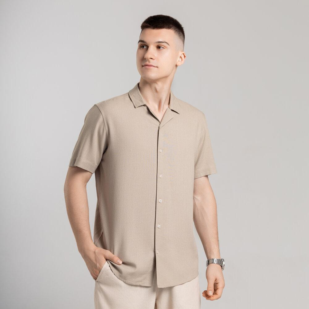 Чоловіча сорочка з коротким рукавом бежева Pobedov Marsel Київ - фото 1