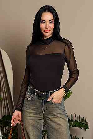 Женский лонгслив с прозрачными рукавами 