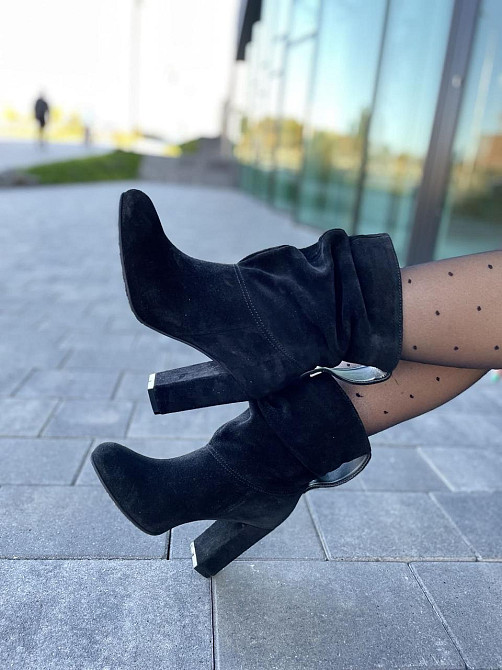 Nivelle Жіночі черевики NIVELLE чорні натуральна замша каблук 10см висота 15см (5051/9506-9534) Коломия - фото 2