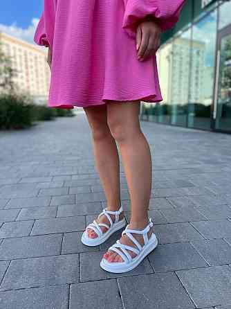 Edan Instruments Босоніжки жіночі білі EDAN 326 літні, натуральна шкіра / Шкіряні босоніжки на Коломыя