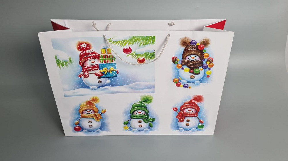 Картонні пакети з ручками Гігант горизонтальні Новорічні 46*33*15-012 (12 шт.) Харків - фото 2