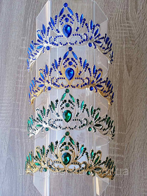 Диадема на обруче Корона синяя с камнями Кривой Рог - изображение 2