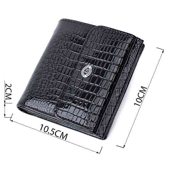 Жіночий фактурний гаманець із натуральної шкіри ST Leather 22706 Чорний Київ