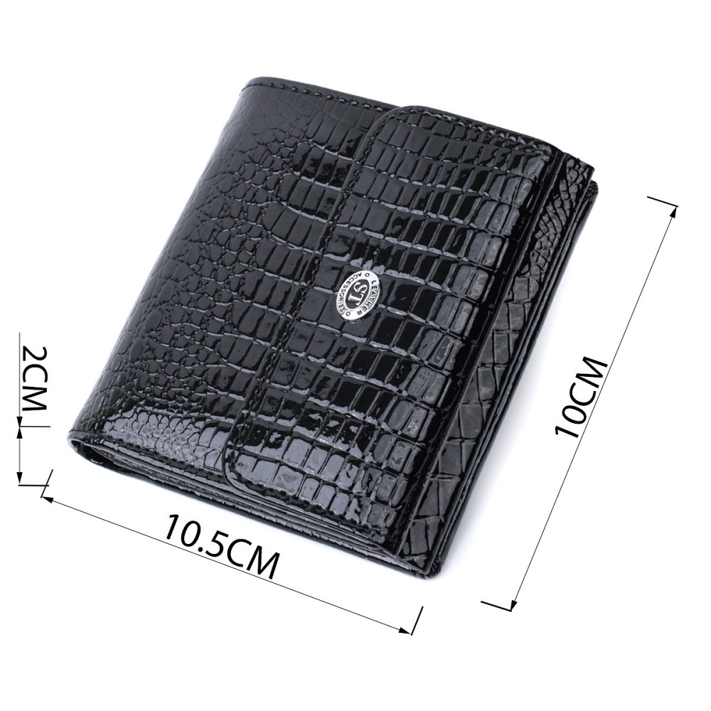 Женский фактурный кошелек из натуральной кожи ST Leather 22706 Черный Киев - изображение 3