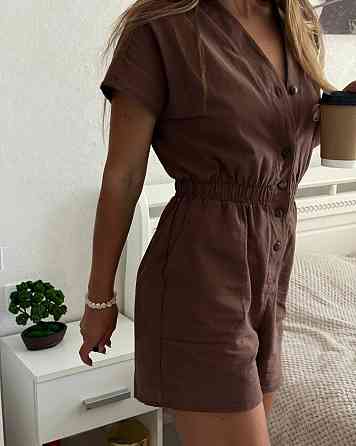 Жіночий літній базовий комбінезон на ґудзиках льон 44/46 Одеса