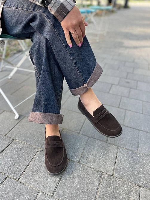 Mermaid Замшеві лофери жіночі класичні шоколадні весна-осінь на низькому ходу р. 36-40 (6047) / Коломия - фото 2