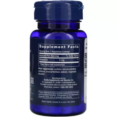 Антиоксидант Life Extension Мелатонин, Melatonin, 3 мг, 60 вегетарианских леденцов (LEX-33206) Винница - изображение 2