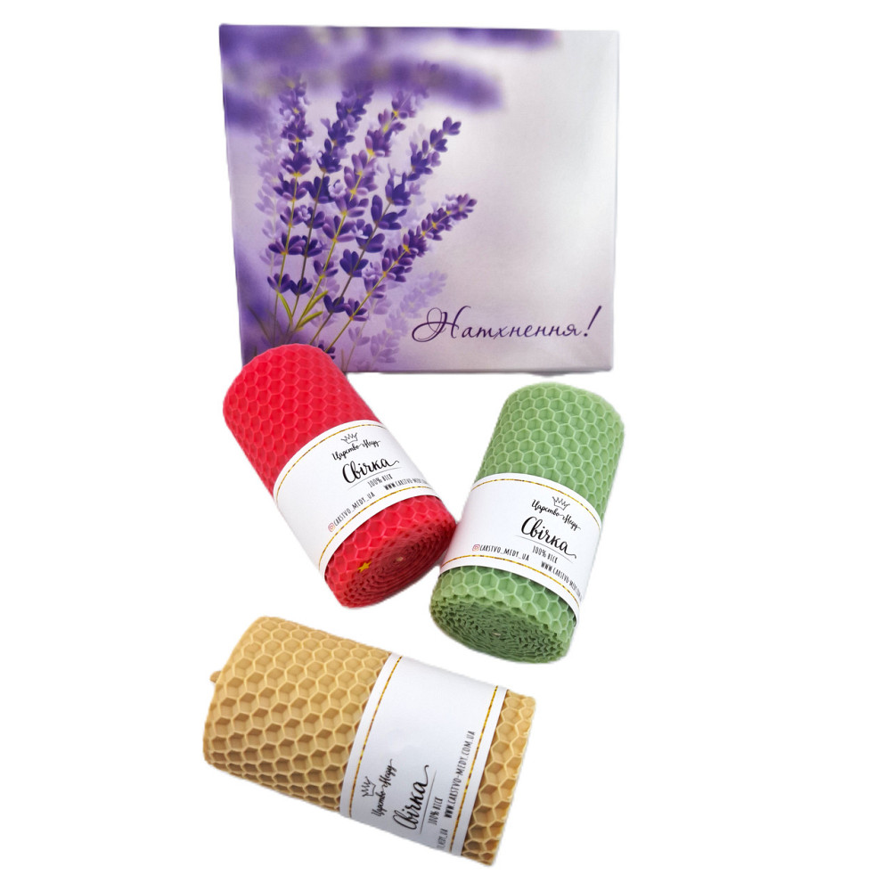 Свічки з вощини у подарунковій коробочці 3 шт. по 8,5 см Натхнення! Одеса - фото 3
