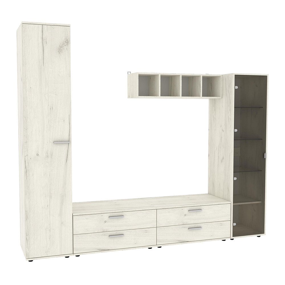 Стенка в гостиную Hugo-4, Дуб Крафт Білий, 2480х520х2120 Львов - изображение 1