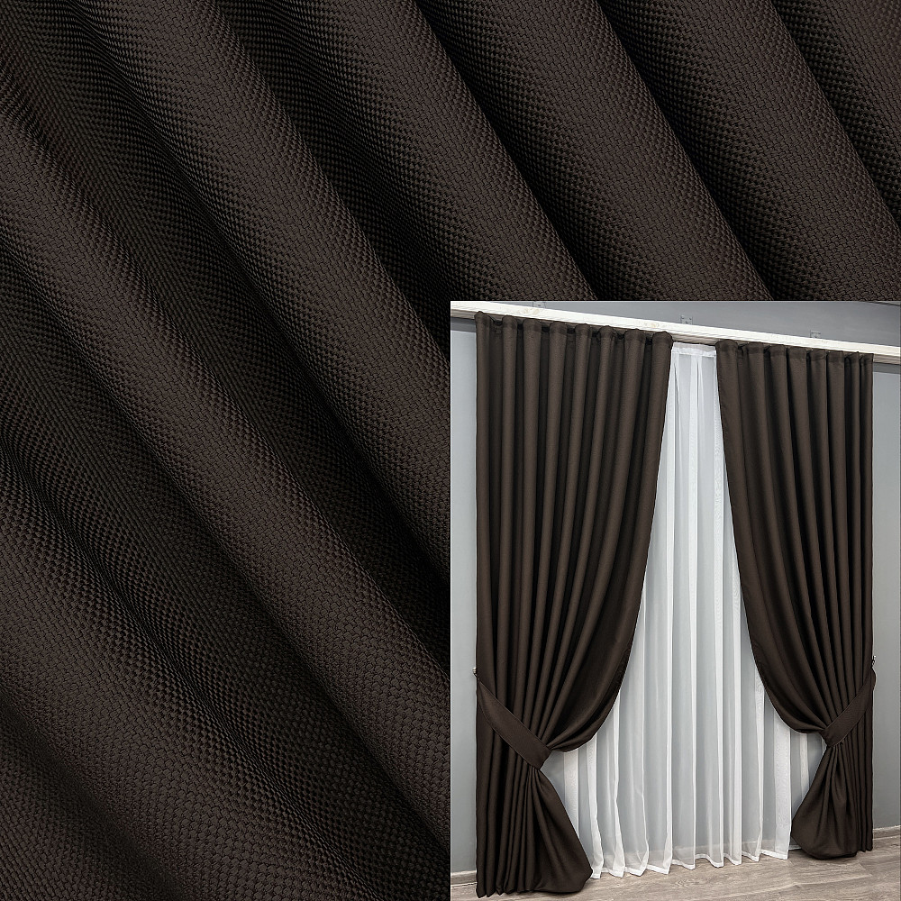 Комплект готовых штор VR-Textil Лен-блэкаут № 1180ш Венге 100х270см 2 шт (31-450) Киев - изображение 9