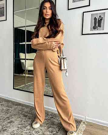Женский теплый базовый костюм: кофта и брюки ангора рубчик Кемел Одесса