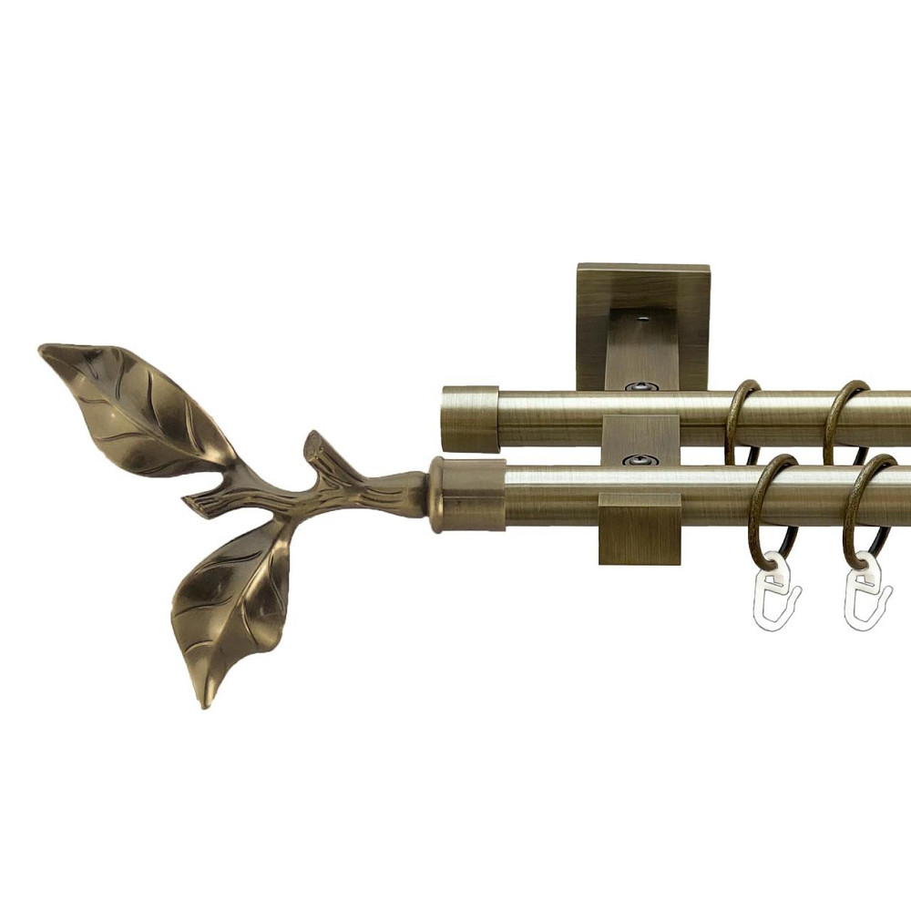 Карниз Orvit Листок Троянди металевий дворядний техно гладка труба кільце металеве Антик 19\19 мм 200 см (00-00026915) Львів - фото 1