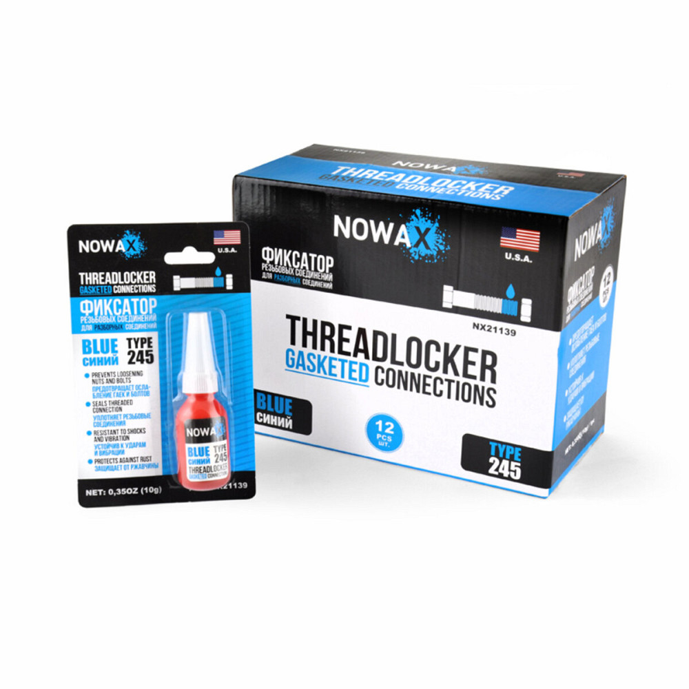 Фіксатор різьби для розбірних з'єднань Nowax синій, 10г Киев - изображение 1