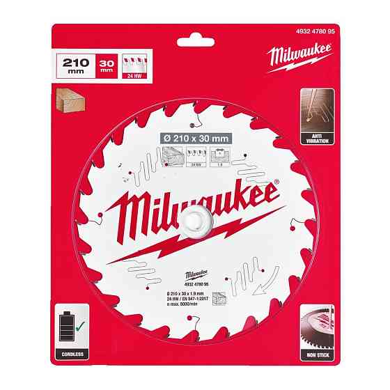 Диск пиляльний PFTE MILWAUKEE, діаметр 210х30х1,9 мм, 24 зуб. Одеса