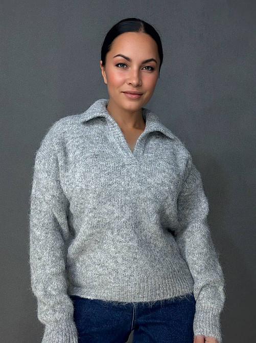 Светр жіночий A-N 19-1 з коміром поло теплий вільний, сірий, one size Київ - фото 18