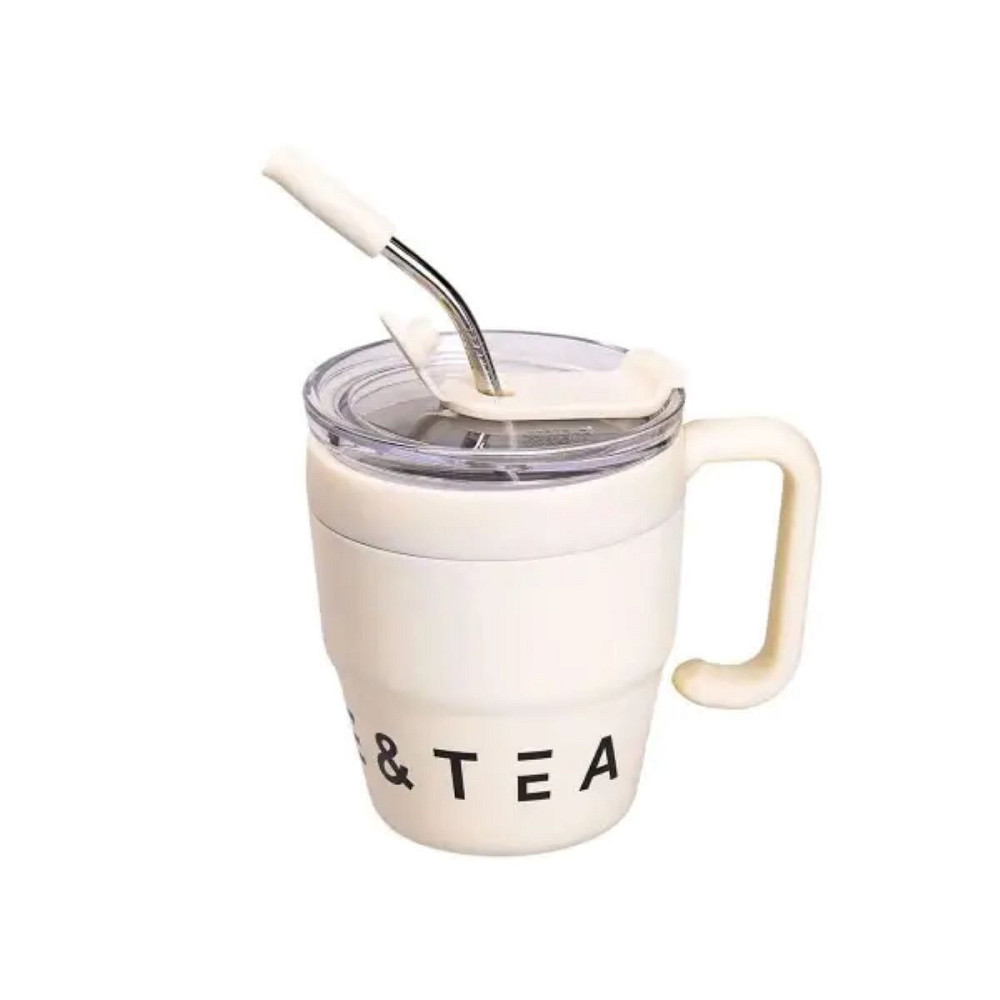 Yiwu Термочашка Coffee & Tea з трубочкою бежева HP-14-23BE Коломия - фото 1