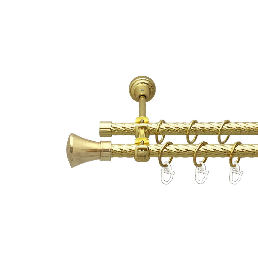 Карниз Orvit Люксор металевий дворядний відкритий скручена труба кільце металеве Золото 16\16 мм 160 см Львов - изображение 1