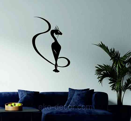 Декоративное настенное 3D Панно «Кот» Декор на стену с объемом 110*75 см, Черный Киев