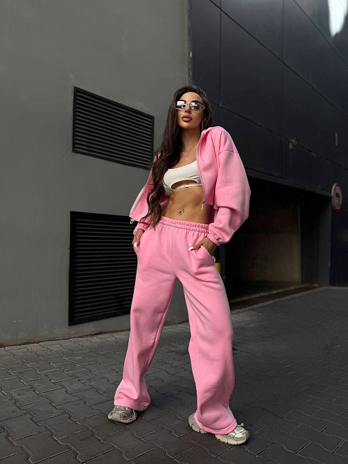 Утеплений жіночий костюм двійка у спортивному стилі тринитка на флісі Барбі, 42/44 Одеса - фото 1