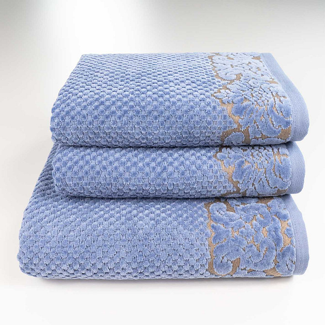 Набір махрових рушників 3шт 50x90см, 50x90см, 70x140см Damask Преміум якості Жакардове з велюром 550 Суми - фото 1