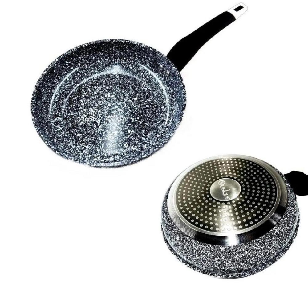 Сковорода UNIQUE UN-5112-18 с крышкой, светлое гранитовое покрытие, диаметр 18 см, прочная и удобная Одесса - изображение 4