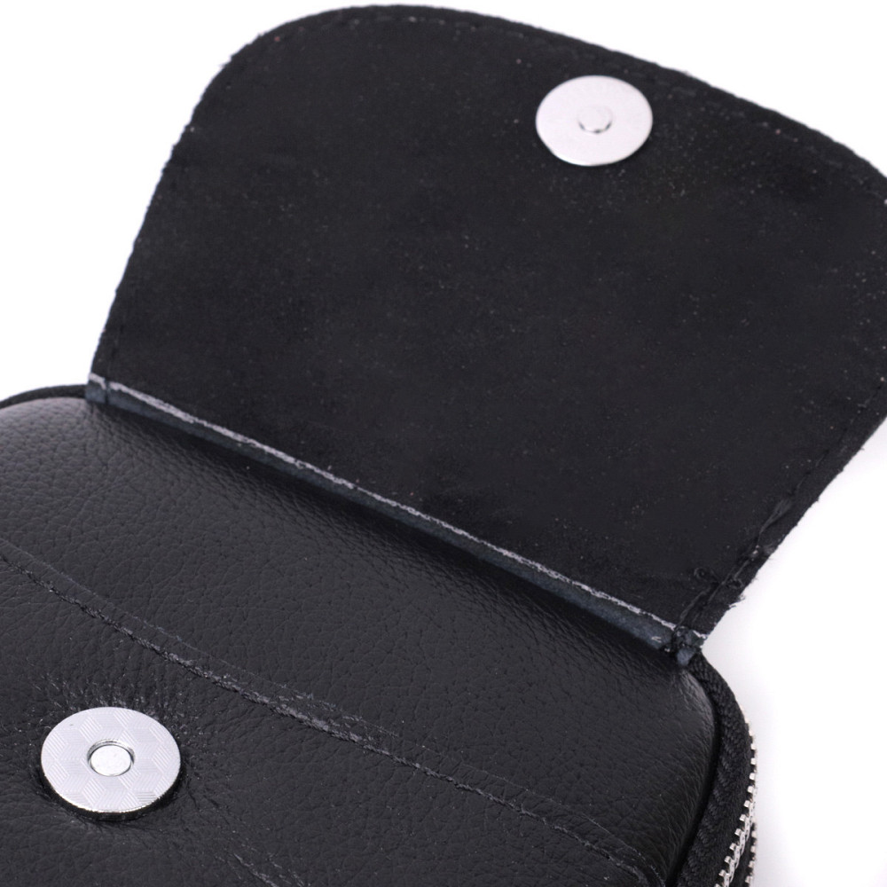 Вертикальна невелика сумка для жінок на два відділення з натуральної шкіри Vintage 22399 Чорна Київ - фото 4