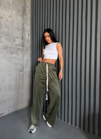 Велюрові жіночі брюки вільного крою з високою посадкою Одеса