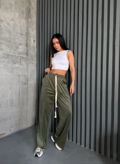 Велюрові жіночі брюки вільного крою з високою посадкою Одеса - фото 4