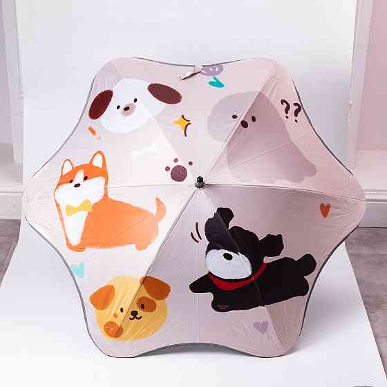 Зонт детский механический элегантный с принтом прочный надежный из полиэстера диаметр 90 см Бежевый HP-23-13BE Киев