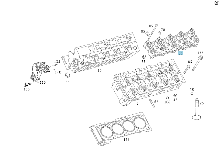 Mercedes-Benz  A6280100036 R6280160004 Ліжко распредвалов лівої ГБЦ двигуна OM628 Одеса - фото 2