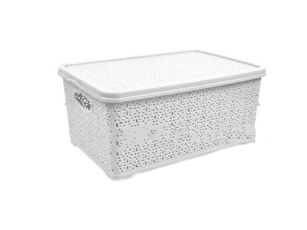 Корзина с крышкой 7л белая Basket кружево ТМ КОНСЕНСУС Киев - изображение 1