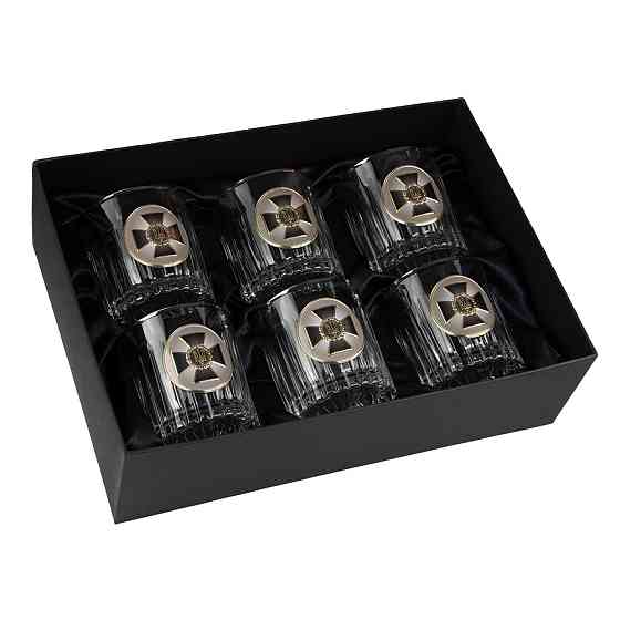 Набор бокалов для виски Служба безопасности Украины Boss Crystal (6 бокалов) хрусталь декорирован серебром и золотом Киев