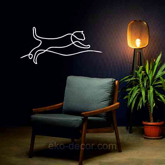 Декоративное настенное 3D Панно «Кот» Декор на стену с объемом 50*23 см, Белый Киев