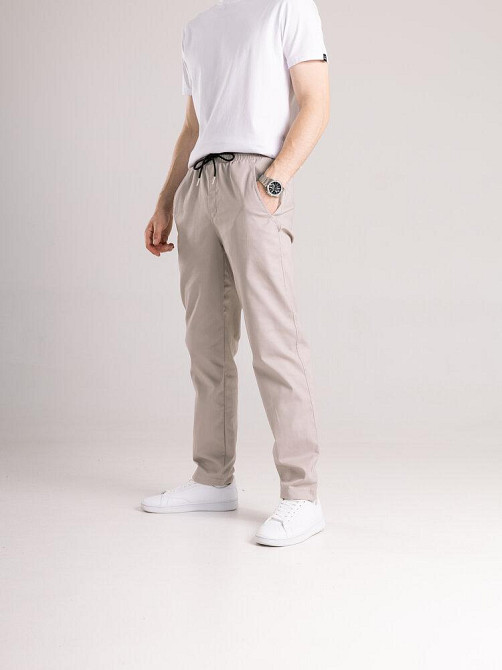 Чоловічі бежеві штани демісезонні котонові прямого крою Pobedov Step Київ - фото 1