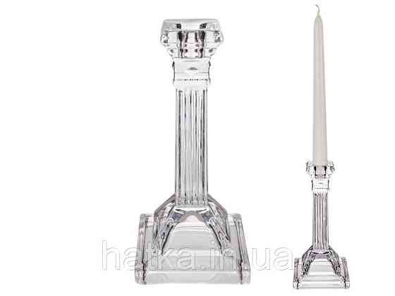 Підсвічник 1 шт скляний 20 см прозорий Київ