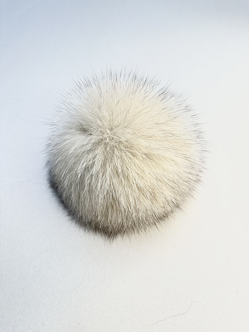 Помпони з натурального хутра песця на шапку 10-12см Молочний Харків - фото 1