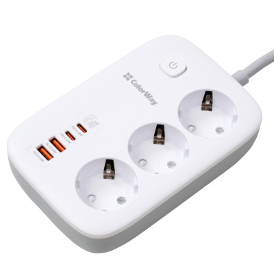 Мережевий фільтр живлення ColorWay CW-CHE34PDW 3 розетки/4USB (CW-CHE34PDW) Вінниця - фото 8